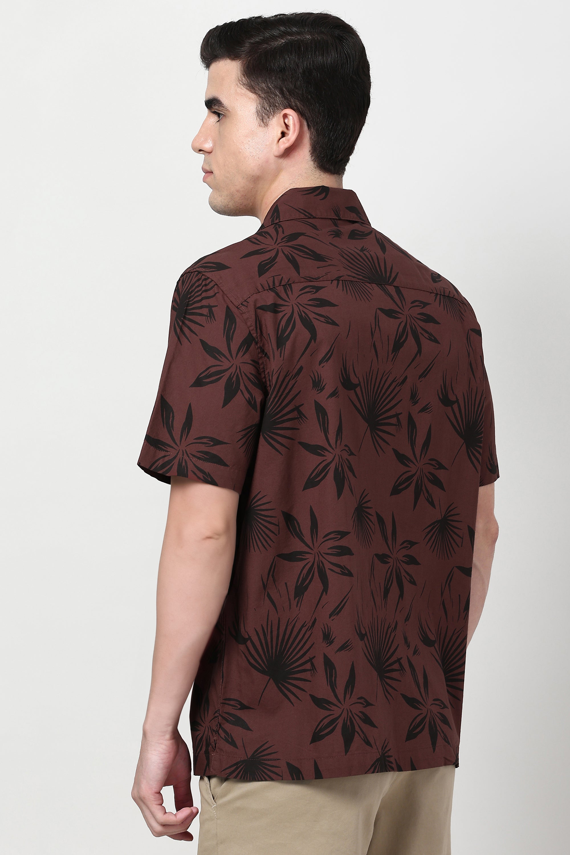 Men's Rust Casual Half Sleeves Shirt