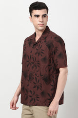 Men's Rust Casual Half Sleeves Shirt