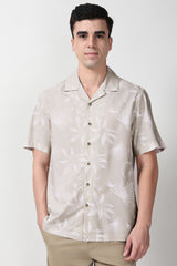 Men's Beige Casual Half Sleeves Shirt