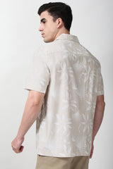 Men's Beige Casual Half Sleeves Shirt