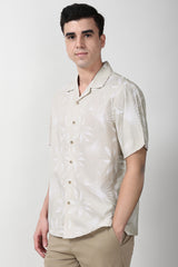 Men's Beige Casual Half Sleeves Shirt