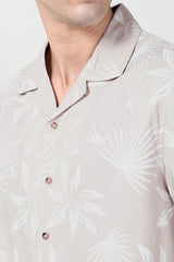 Men's Beige Casual Half Sleeves Shirt