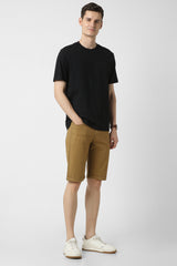 Men's Tan Casual Regular Fit Solid Shorts