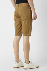 Men's Tan Casual Regular Fit Solid Shorts