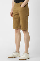 Men's Tan Casual Regular Fit Solid Shorts