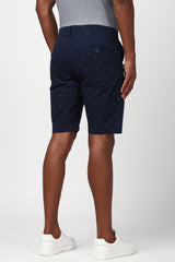 Men's Navy Casual Regular Fit Printed Shorts