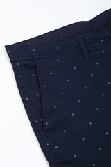 Men's Navy Casual Regular Fit Printed Shorts