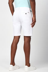 Men's White Casual Regular Fit Printed Shorts