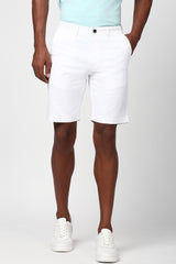 Men's White Casual Regular Fit Printed Shorts