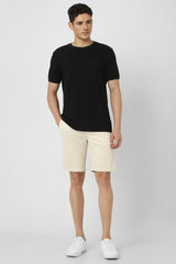 Men's Cream Casual Regular Fit Solid Shorts