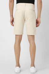 Men's Cream Casual Regular Fit Solid Shorts