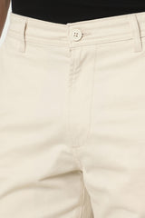 Men's Cream Casual Regular Fit Solid Shorts