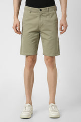 Men's Olive Casual Regular Fit Solid Shorts