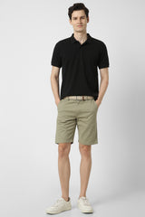 Men's Olive Casual Regular Fit Solid Shorts