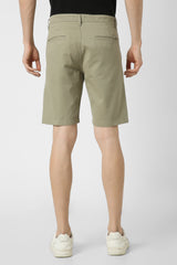 Men's Olive Casual Regular Fit Solid Shorts