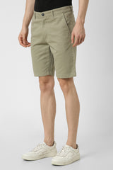 Men's Olive Casual Regular Fit Solid Shorts