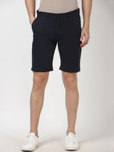 Men's Navy Casual Regular Fit Solid Shorts