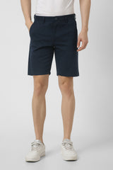 Men's Navy Casual Regular Fit Solid Shorts