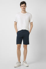 Men's Navy Casual Regular Fit Solid Shorts