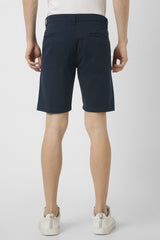 Men's Navy Casual Regular Fit Solid Shorts
