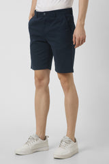 Men's Navy Casual Regular Fit Solid Shorts