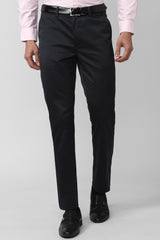 Men's Olive Casual Slim Fit Solid Trouser