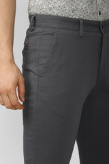 Men's Charcoal Casual Slim Fit Solid Trouser