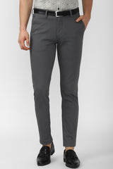 Men's Charcoal Casual Slim Fit Solid Trouser