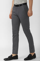 Men's Charcoal Casual Slim Fit Solid Trouser