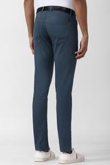 Men's Blue Casual Skinny Fit Solid Trouser