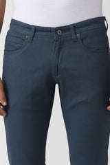 Men's Blue Casual Skinny Fit Solid Trouser