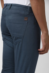 Men's Blue Casual Skinny Fit Solid Trouser