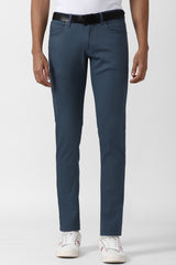 Men's Blue Casual Skinny Fit Solid Trouser