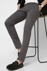 Men's Charcoal Casual Skinny Fit Solid Trouser
