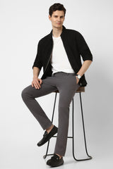 Men's Charcoal Casual Skinny Fit Solid Trouser