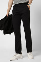 Men's Black Casual Regular Fit Trouser