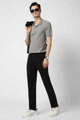 Men's Black Casual Regular Fit Trouser