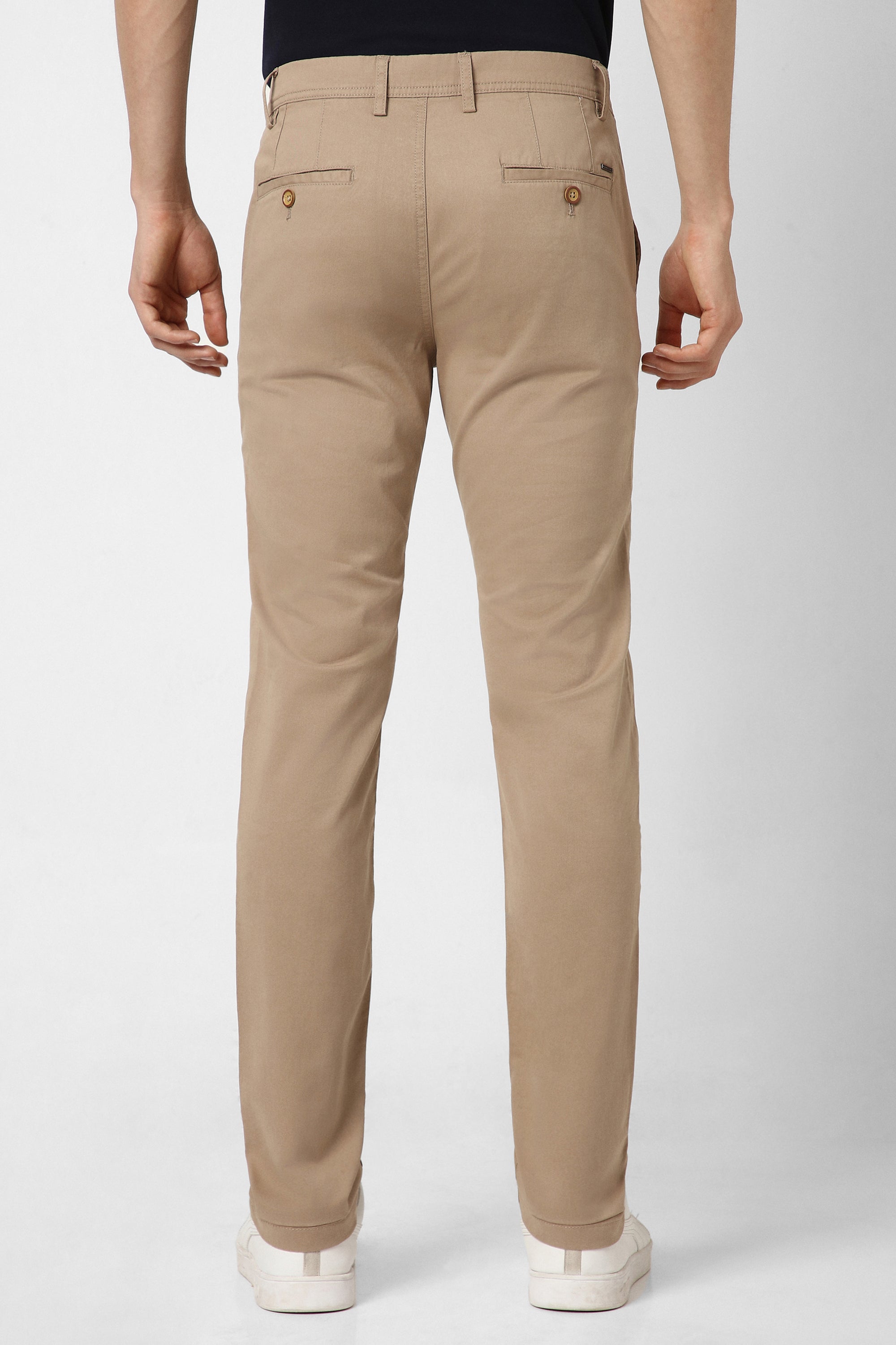 Men's Beige Casual Regular Fit Trouser