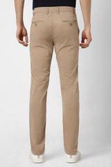 Men's Beige Casual Regular Fit Trouser