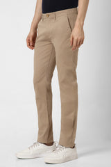 Men's Beige Casual Regular Fit Trouser