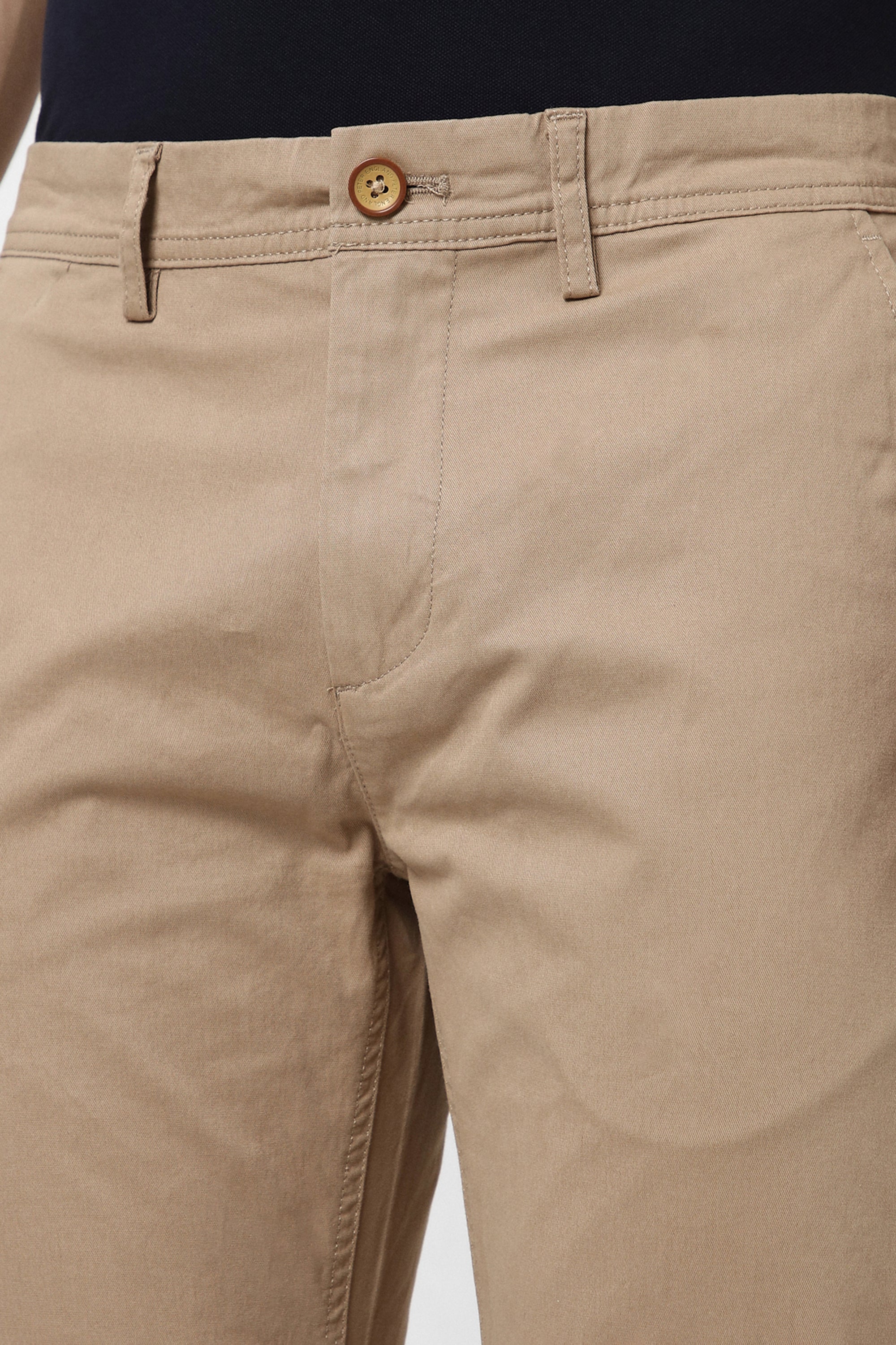 Men's Beige Casual Regular Fit Trouser