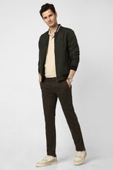 Men's Olive Casual Regular Fit Trouser