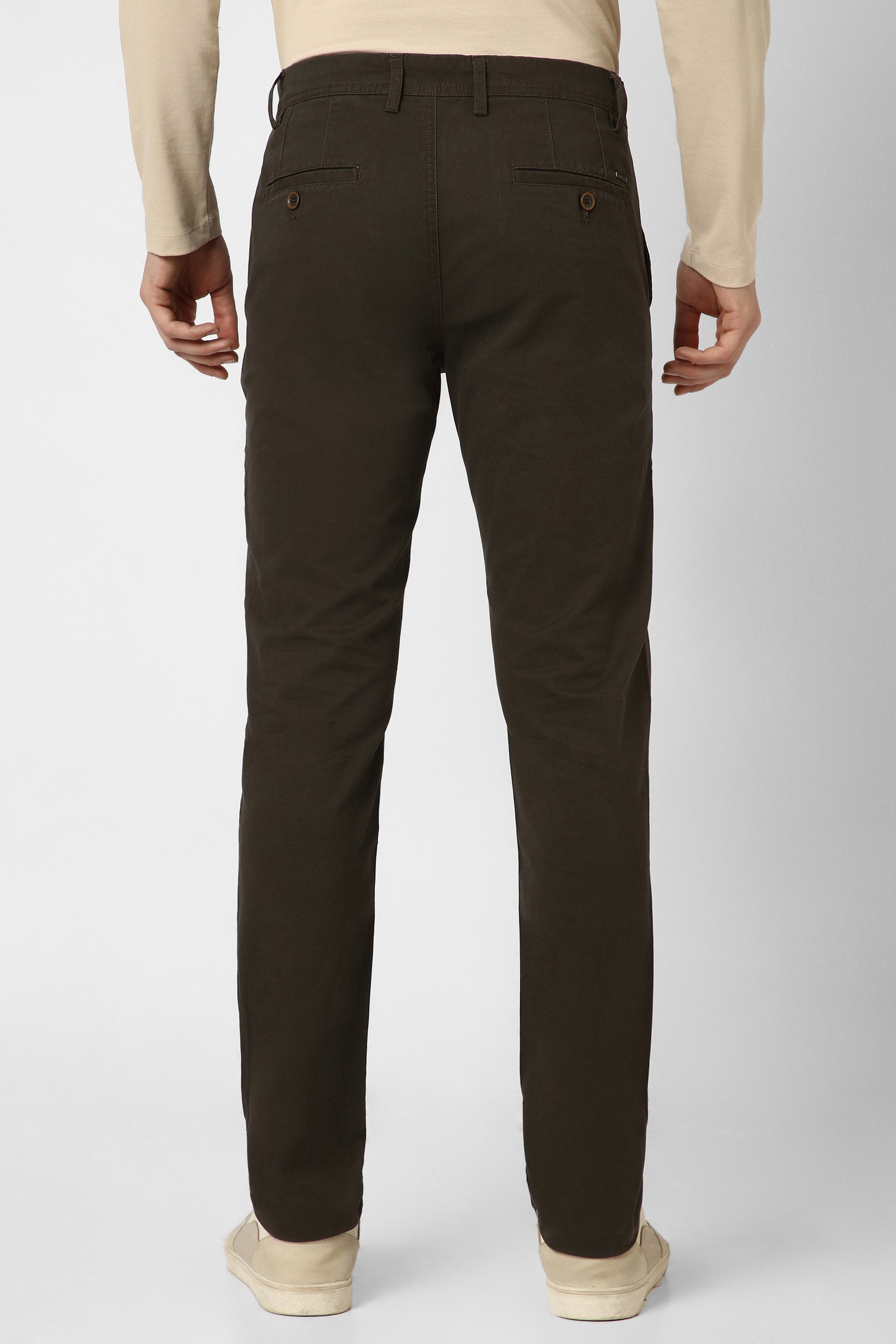Men's Olive Casual Regular Fit Trouser