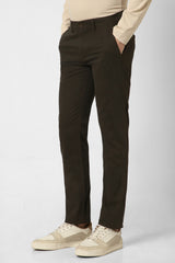 Men's Olive Casual Regular Fit Trouser