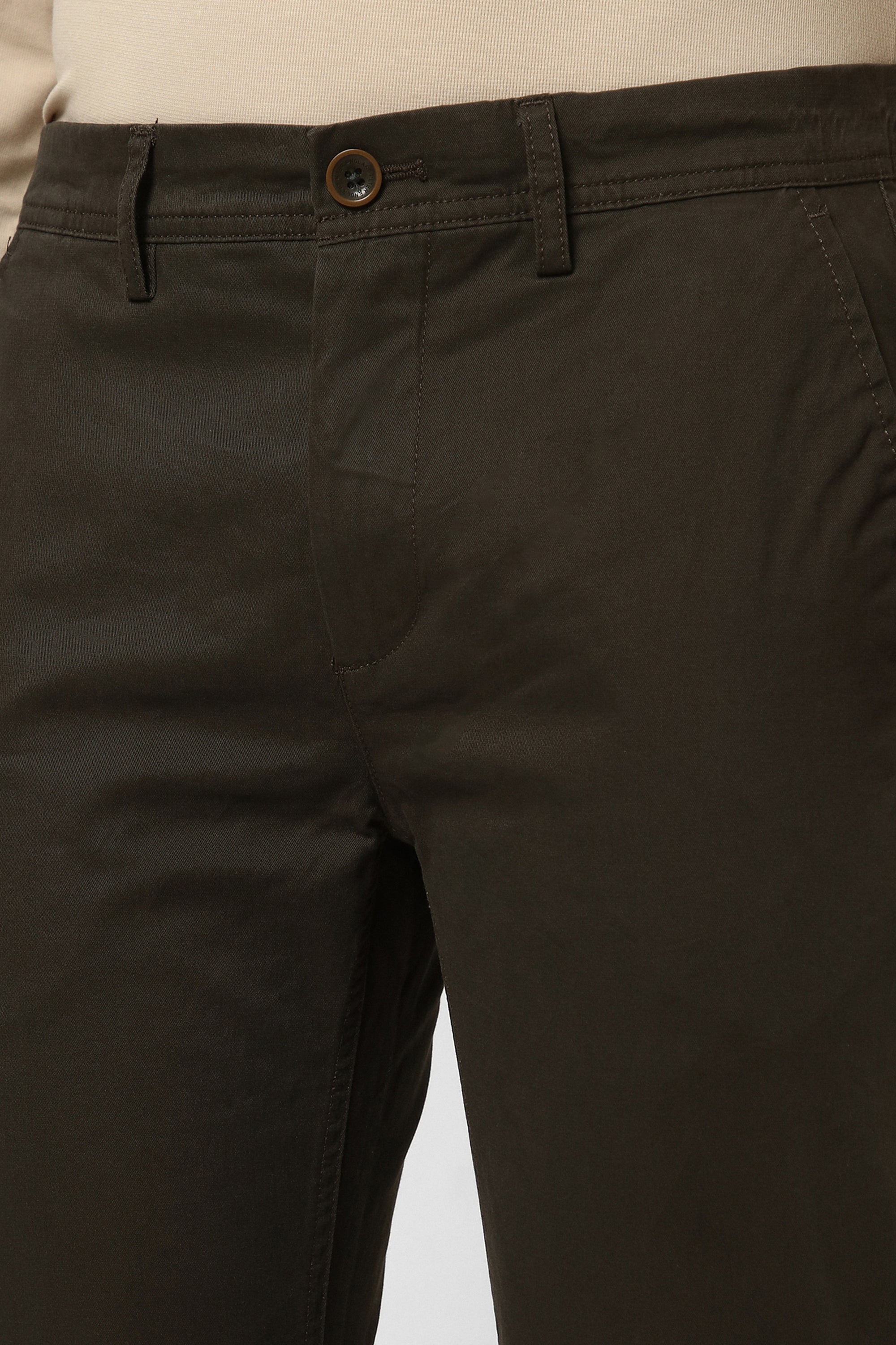 Men's Olive Casual Regular Fit Trouser
