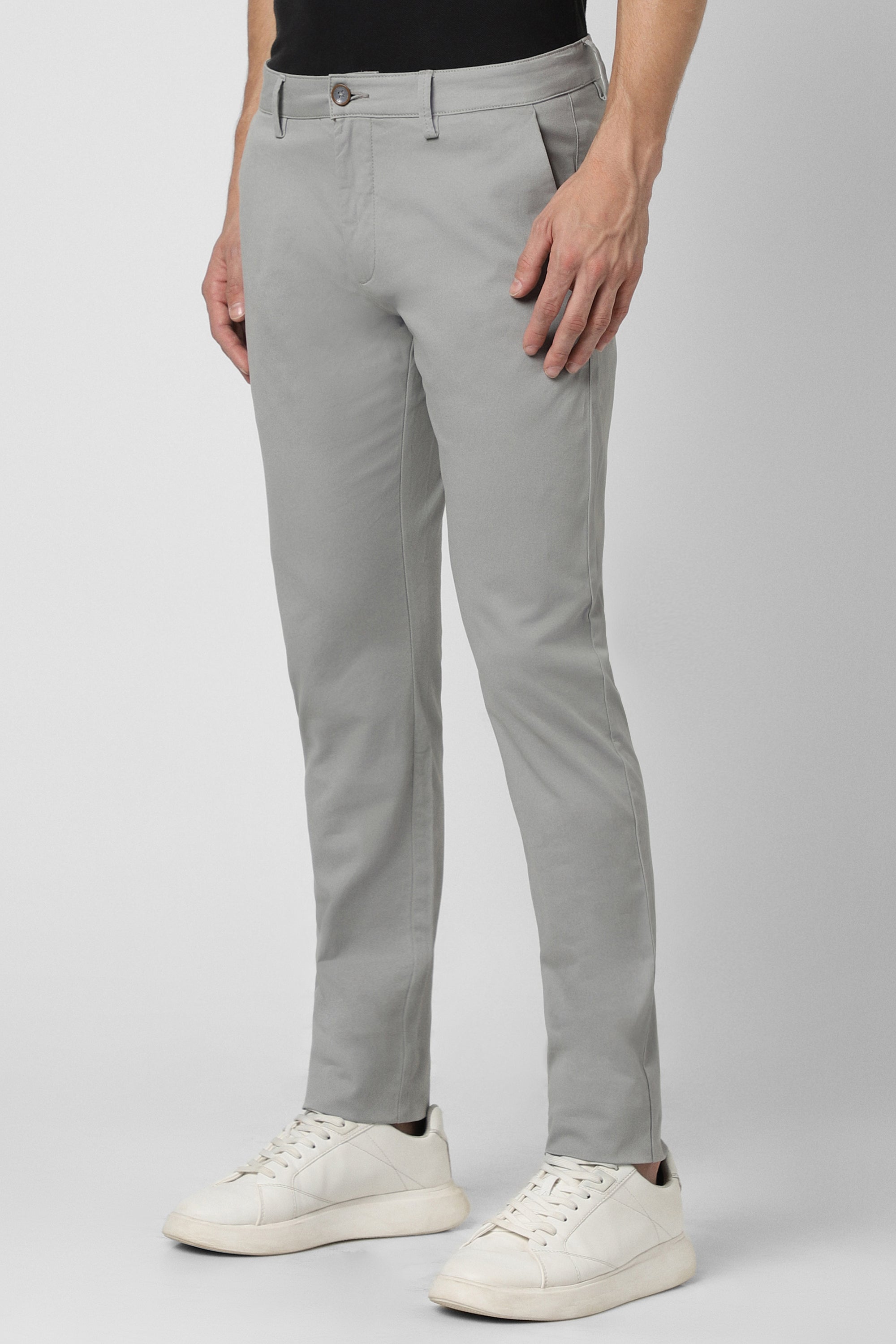 Men's Grey Casual Regular Fit Trouser