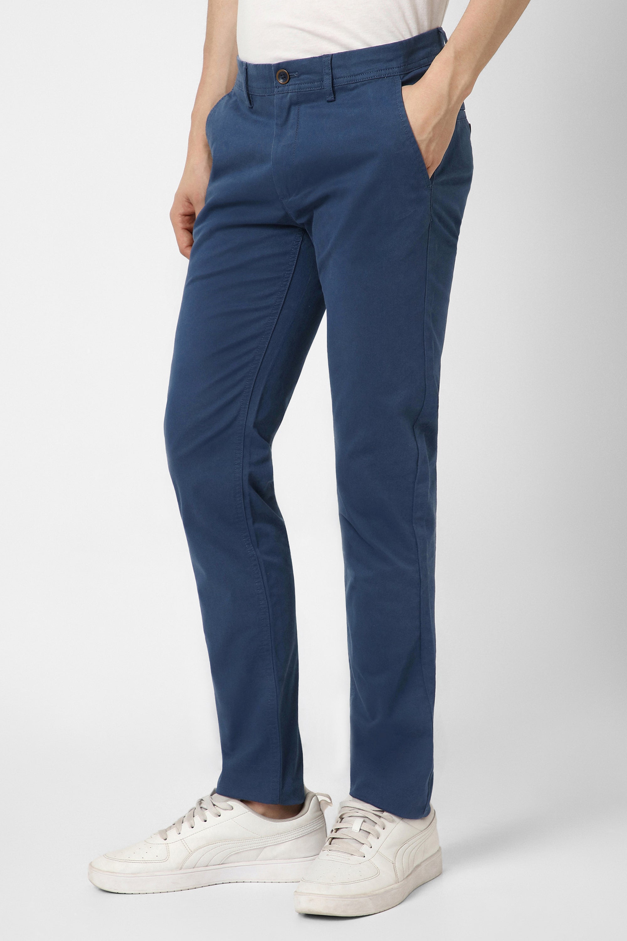 Men's Blue Casual Regular Fit Trouser