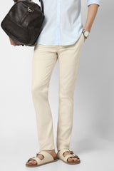 Men's Cream Casual Regular Fit Trouser