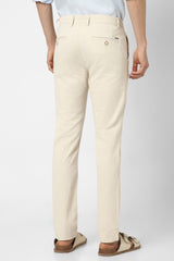 Men's Cream Casual Regular Fit Trouser