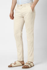 Men's Cream Casual Regular Fit Trouser